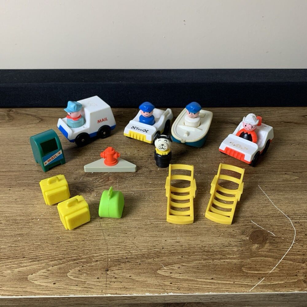 Vintage Fisher Price Little People Lot Vehicles Accessories Figures Dog